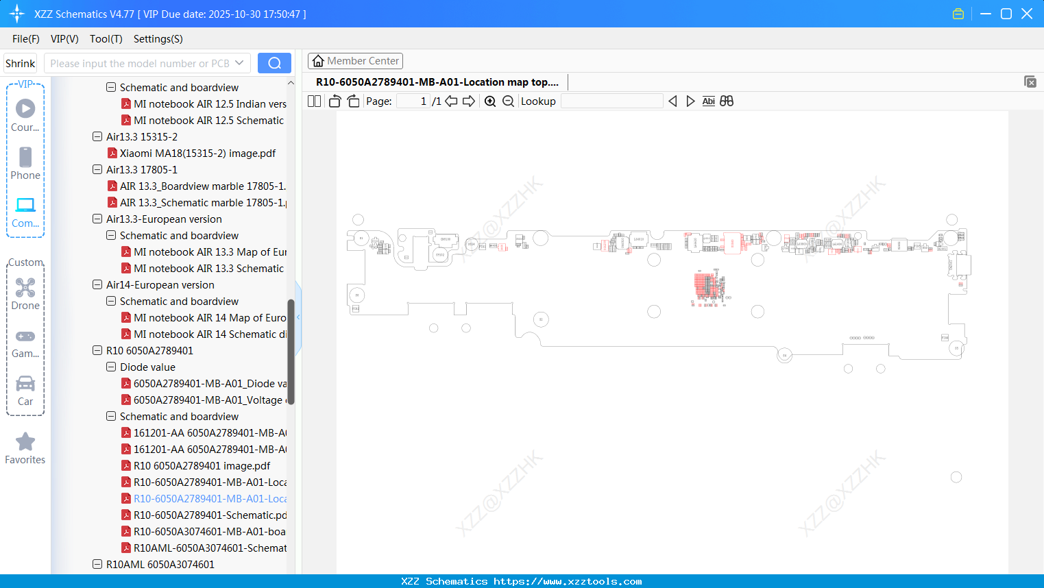 Laptop Xiaomi R10-6050A2789401-MB-A01-Location Map Top